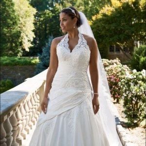 Gorgeous White David’s Bridal Halter Dress.